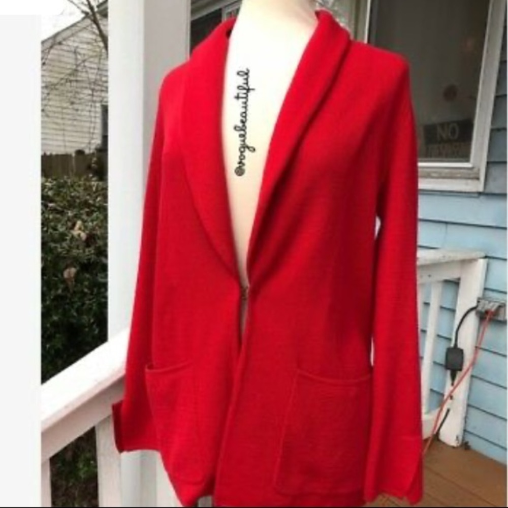 Anthropologie red HWR button sweater with pockets